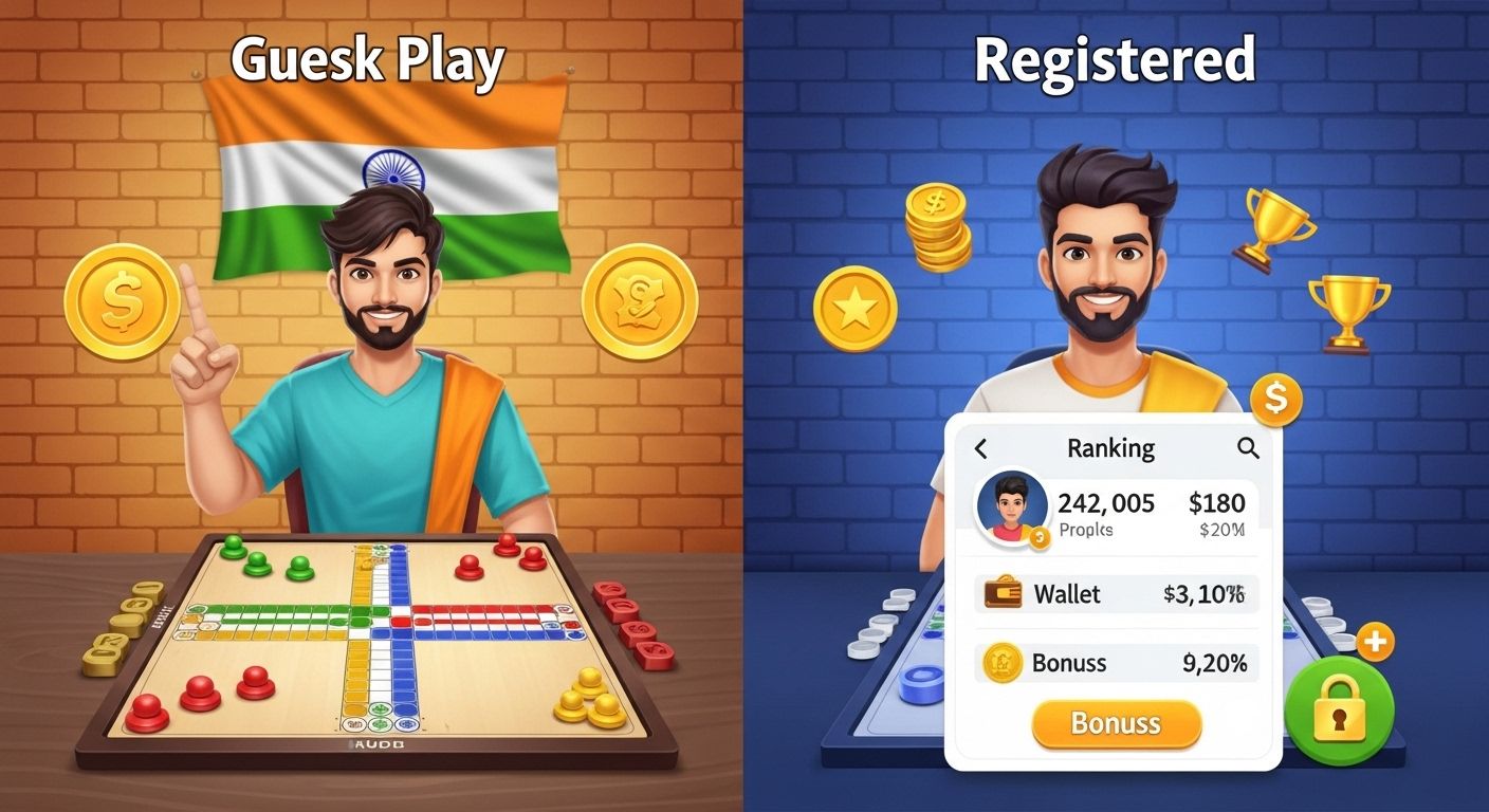 Guest mode versus registered Ludo login in India